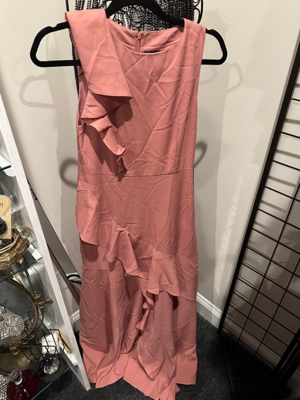 Aqua Sleeveless Ruffle Maxi Dress - Dusty Rose